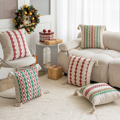 Minimalist Christmas Jacquard Tassel Cushion Covers