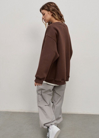 Oversized Cotton Blend Sweatshirt Navy Comfortable