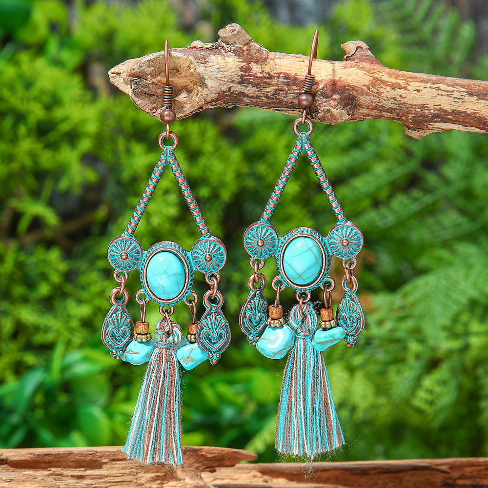 Bohemian Geometric Tassel Earrings Exotic Vacation Jewelry
