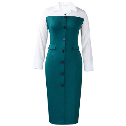 Elegant Blazer Dress With Pencil Skirt And Long Sleeves