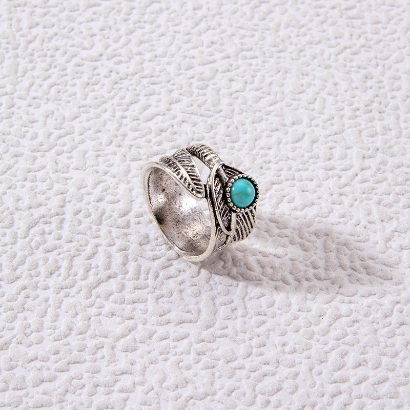 Vintage Geometric Turquoise Ring Set Alloy Fashion Jewelry