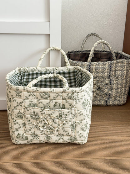 French Vine Storage Basket Stylish Lightweight Floral Organizer