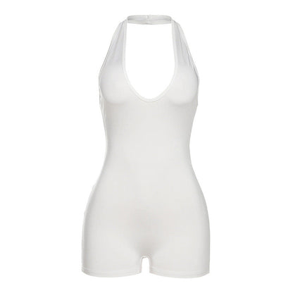 Summer Casual Sexy Halter Neck High-Waisted Bodysuit Shorts