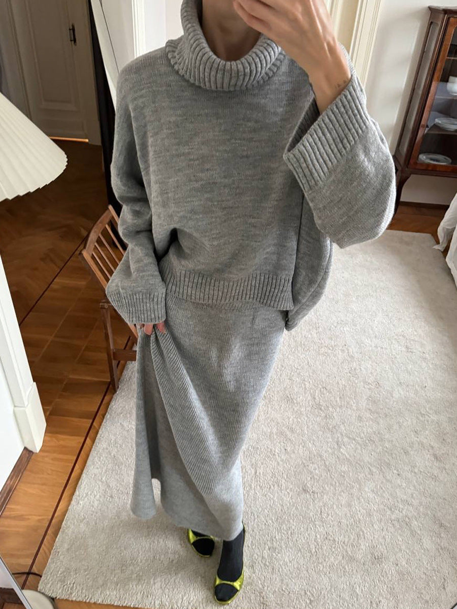 Knitted Sweater and Skirt Set for Women - Casual Chic Style