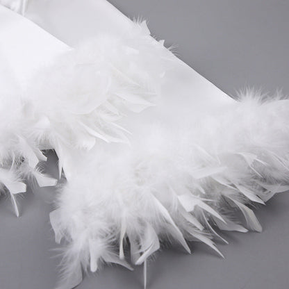 Feather Loose Waist Tie Long Dress