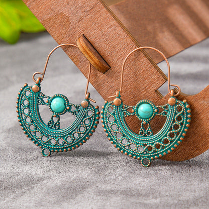 Trendy Geometric Alloy Earrings Set Vintage Bohemian Style