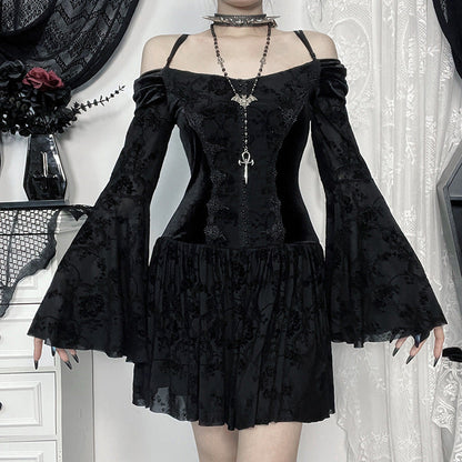 Off-Shoulder Velvet Bodycon Dress Elegant Chic Style