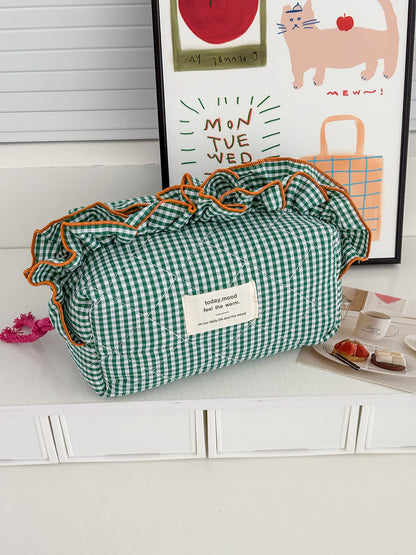 Colorful Checkered Storage Bag Cotton Cozy Design for Everyday Use