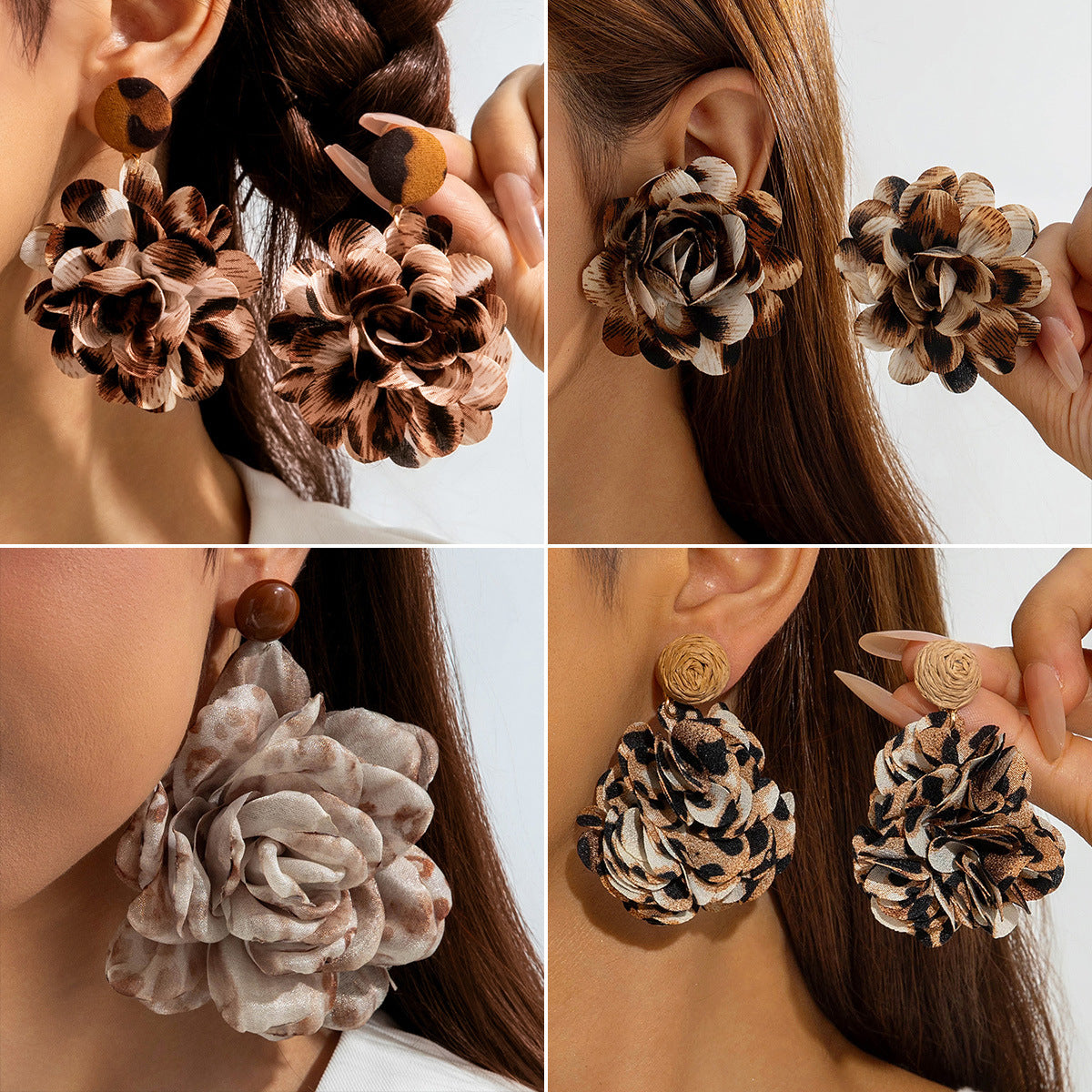 Geometric Leopard Print Resin Drop Earrings For Women