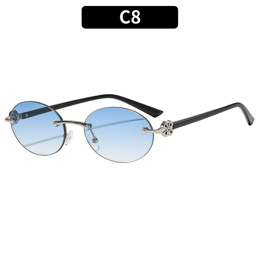 Oval Frame UV400 Sunglasses Fashionable Women's Outdoor Shades