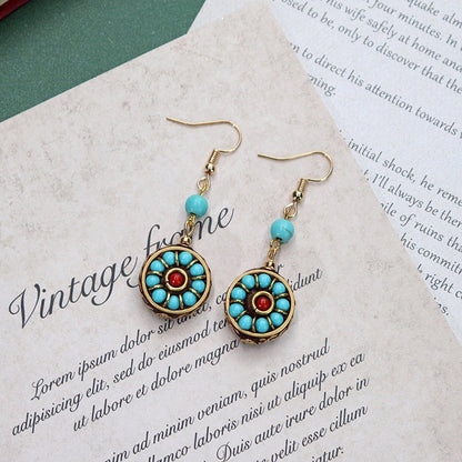 Original Niche Nepal Exotic Tibetan Ethnic Earrings Retro Temperament Simple Earrings Show Face Thin Earrings.