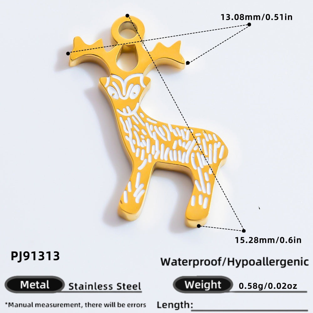 DIY Christmas-Themed 18K Gold-Plated Stainless Steel Pendant Accessories