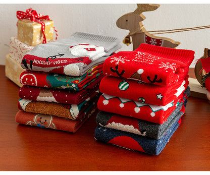 Christmas Cartoon Reindeer Cozy Crew Socks