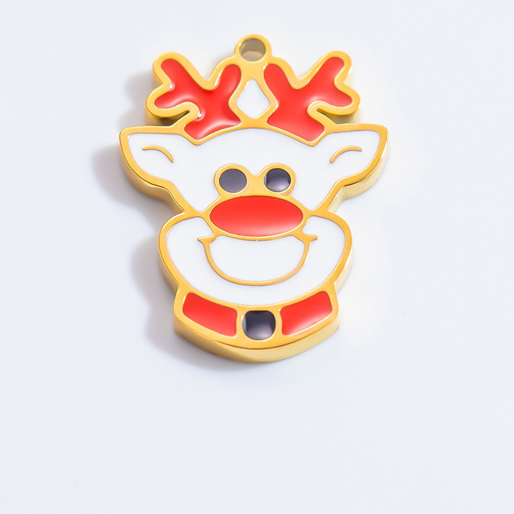 DIY Christmas-Themed 18K Gold-Plated Stainless Steel Pendant Accessories