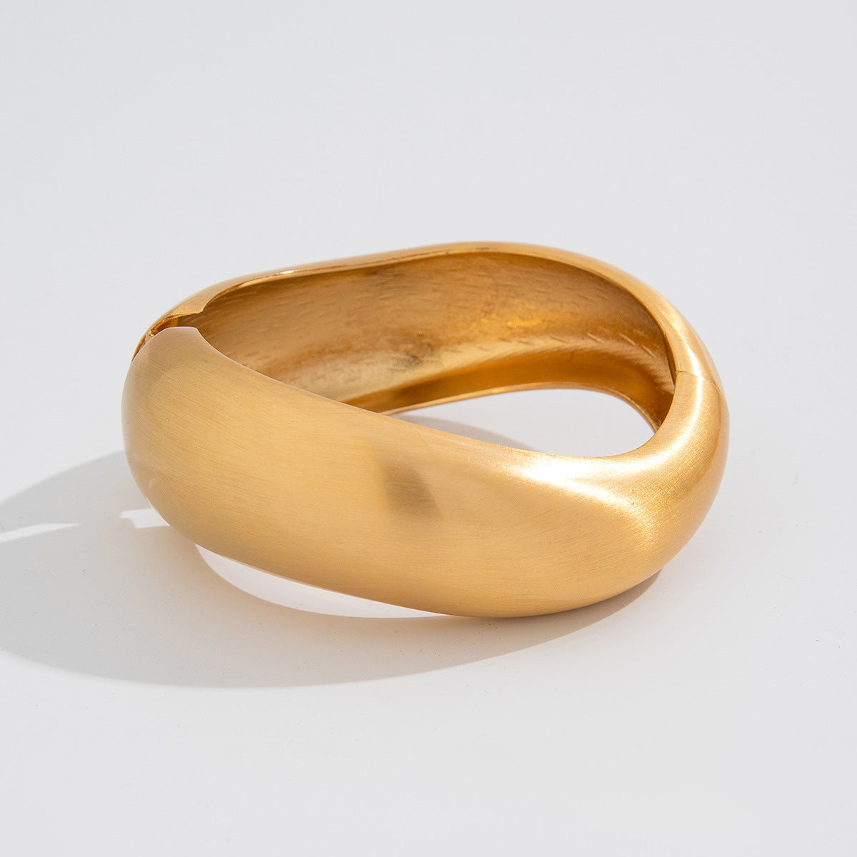 Minimalist Matte Wide Irregular Bangle Bracelet
