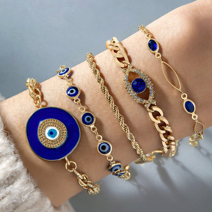 Bohemian Evil Eye Bracelets Set With Rhinestones