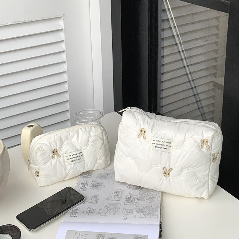 Embroidered Rabbit Cartoon Cosmetic Bag