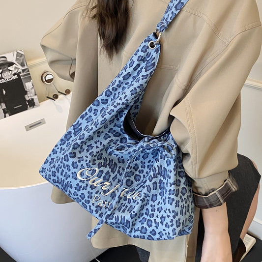Artistic Leopard Print Tote Bag Stylish Casual Large Capacity Bag