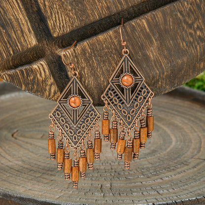 Bohemian Vintage Style Leaf Drop Earrings Stylish Zinc Alloy Jewelry