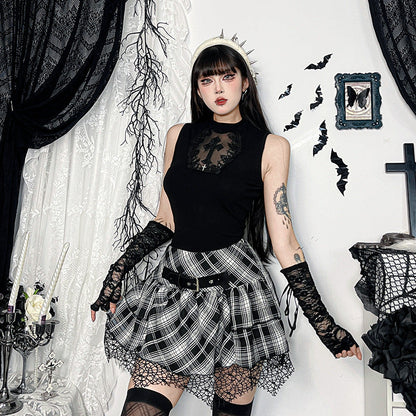 Gothic Checkered Mini Skirt Stylish Bodycon Design