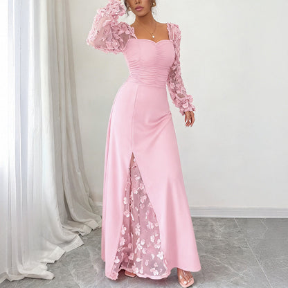 Elegant Hollow Out Long Sleeve Maxi Dress for Women