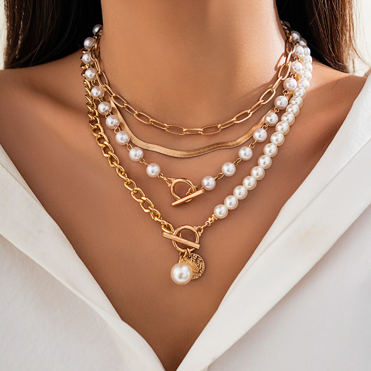 Baroque Style Irregular Pearl Necklace Creative Geometric Chain