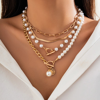 Baroque Style Irregular Pearl Necklace Creative Geometric Chain