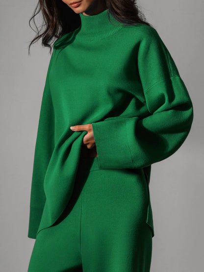 High Collar Irregular Knit Sets