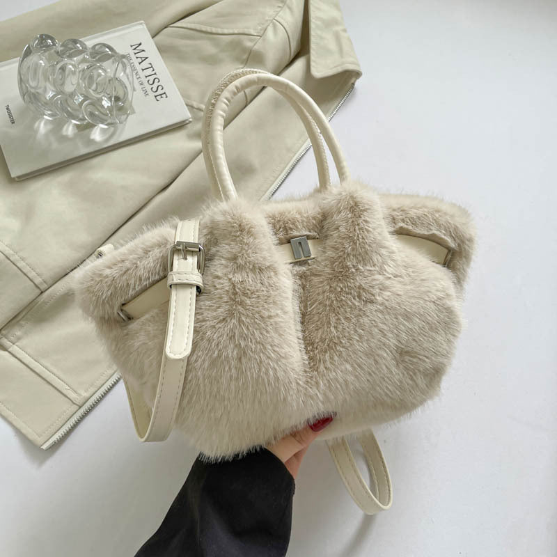 Soft Faux Fur Fluffy Tote Shoulder Bag