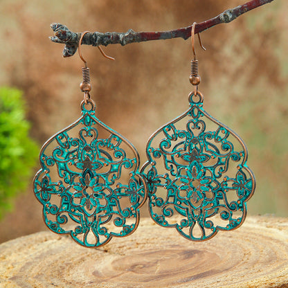 Bohemian Leaf Drop Earrings Vintage Alloy Jewelry