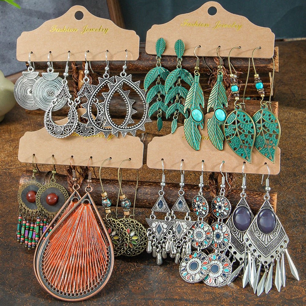 Bohemian Floral Geometric Earrings Set for Women and Men