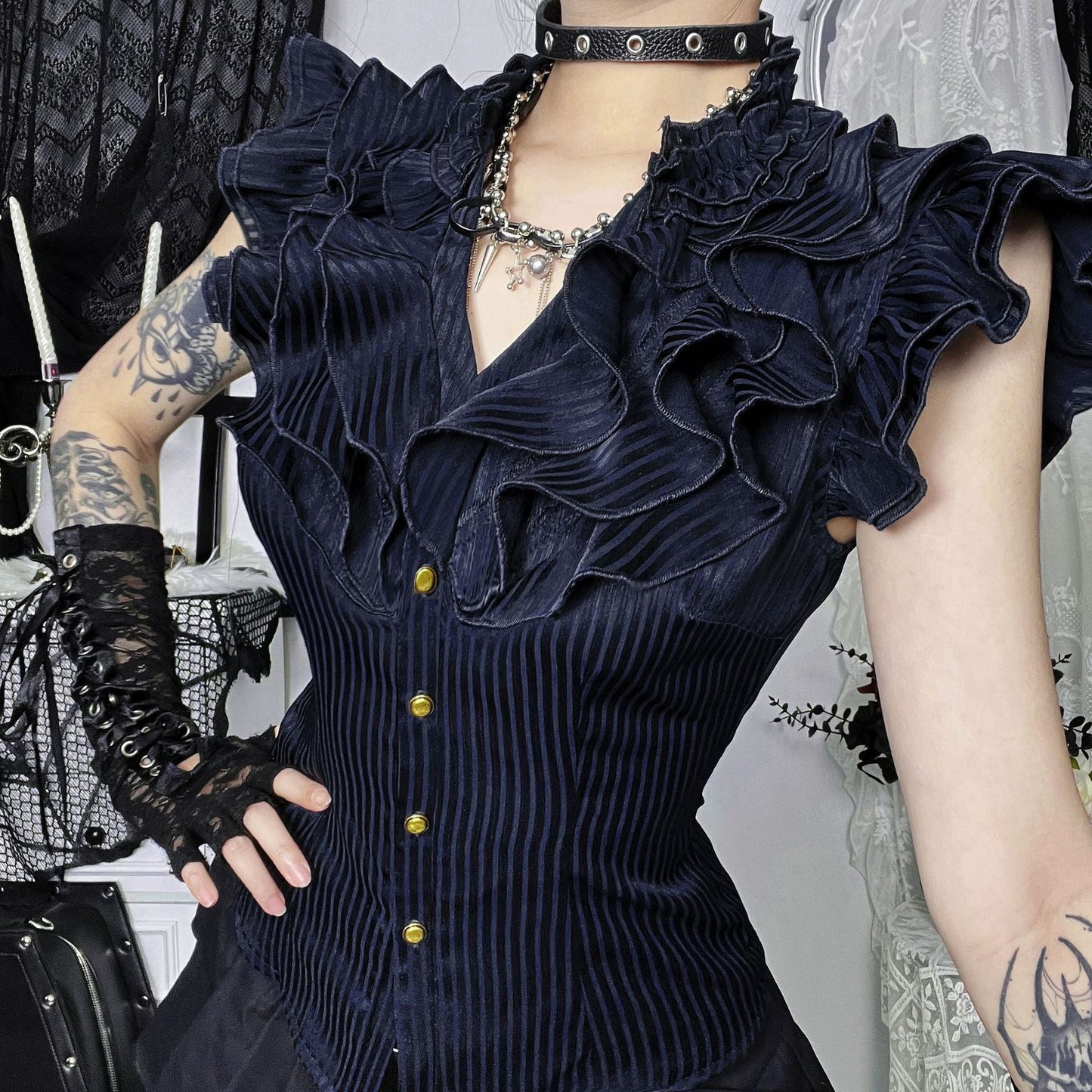 V-Neck Sleeveless Shirt Stylish Casual Polyester Top