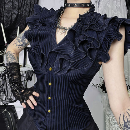 V-Neck Sleeveless Shirt Stylish Casual Polyester Top