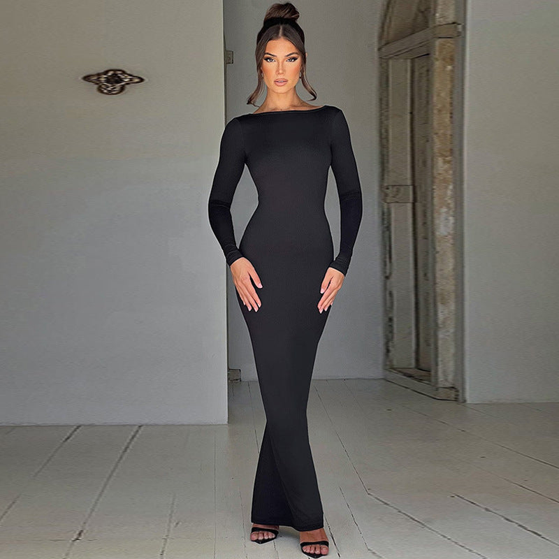 Fashionable Sexy Backless Ruched Bodycon Dress