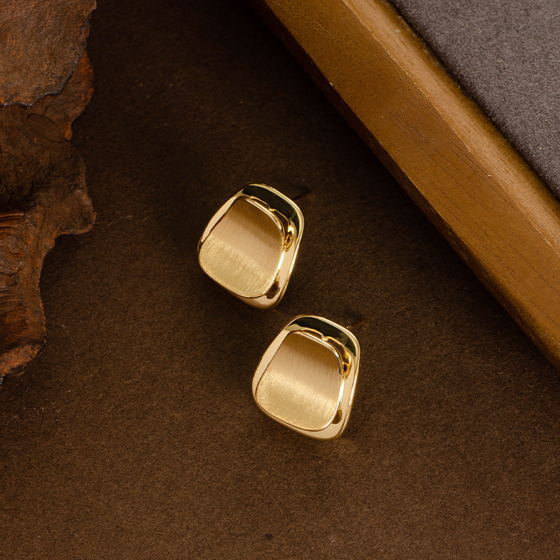 Square Geometric Earrings Minimalist Copper Design