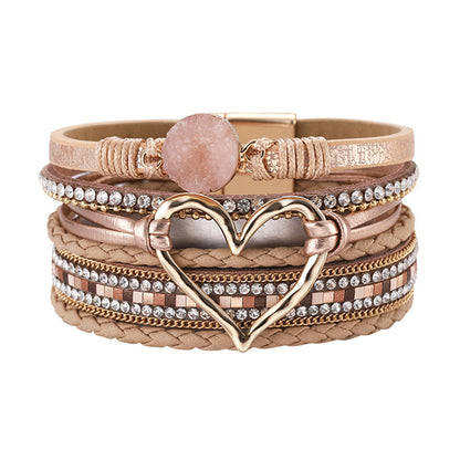 Rhinestone Bohemian Layered Love Bracelet