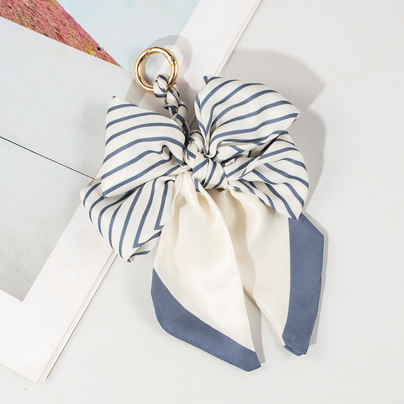 Vintage Lace Print Bow Scarf Bag Charm