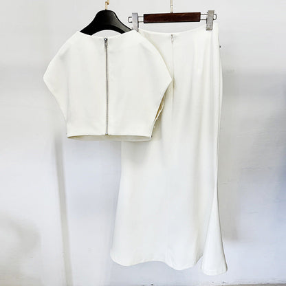Shell Embellished Top and Mermaid Skirt Set