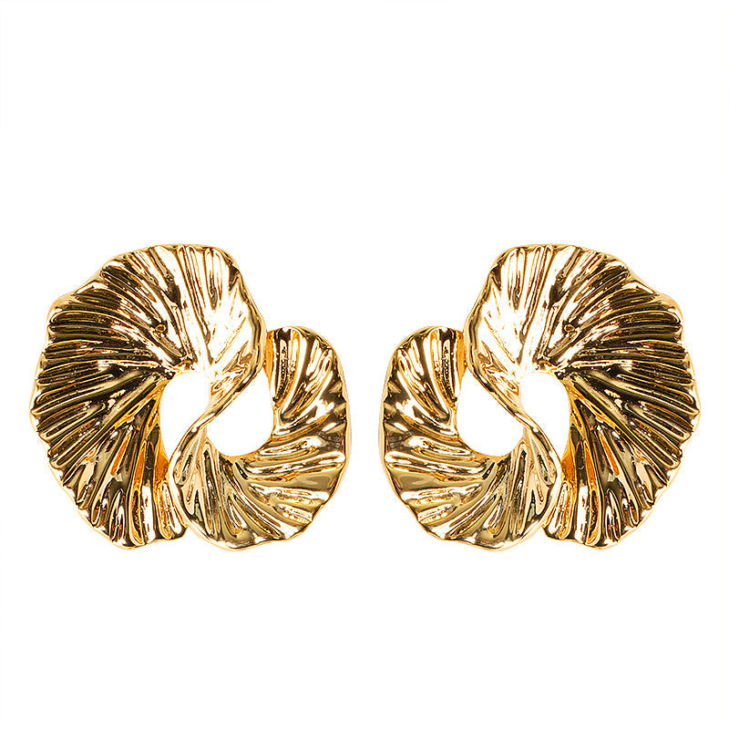 Abstract Geometric Metal Stud Earrings For Women