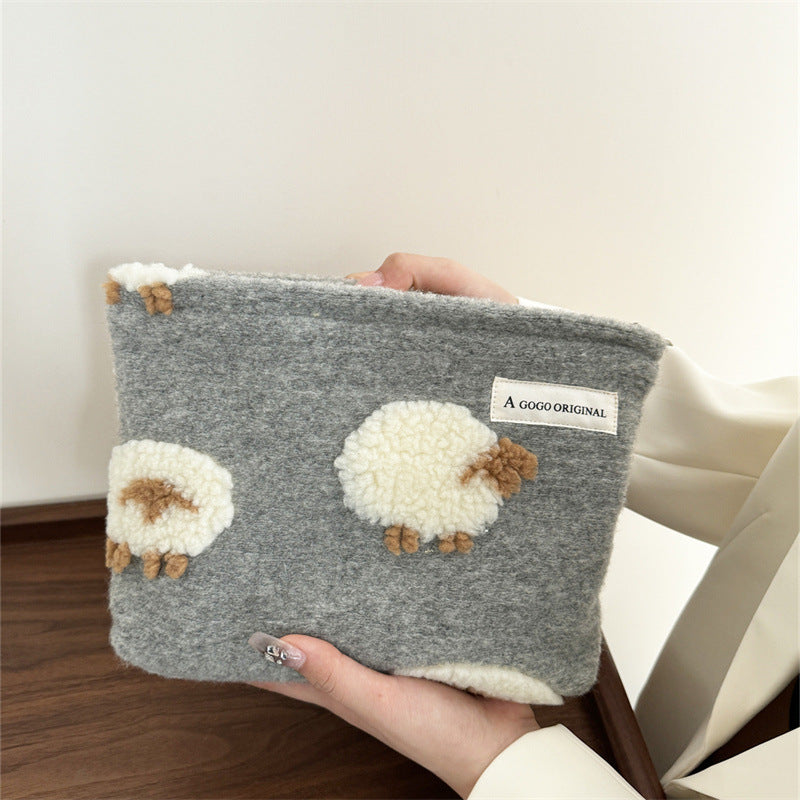 Cute Lamb Wool Portable Zipper Cosmetic Bag
