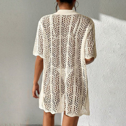 Sexy Lapel Button Down Shirt Cover Ups