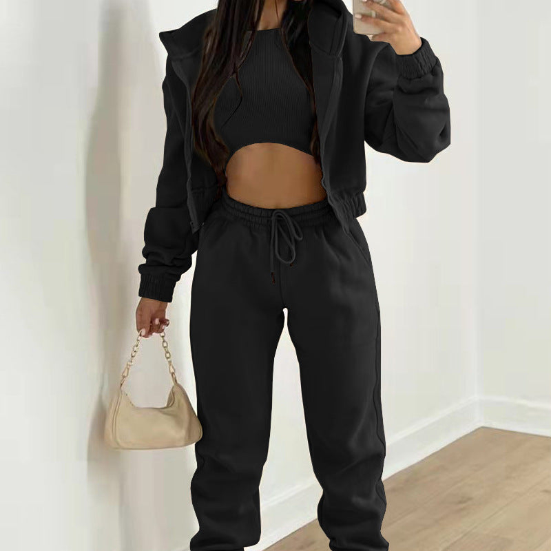 Solid Color Hoodie Jogger Set Stylish Comfortable Sportswear