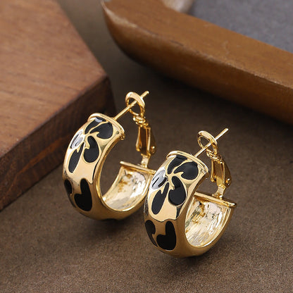 Geometric Leopard Print Earrings With 925 Silver Pins
