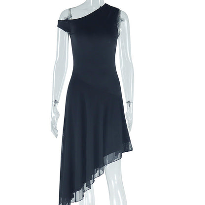 Trendy Solid Color Off-Shoulder Midi Dress