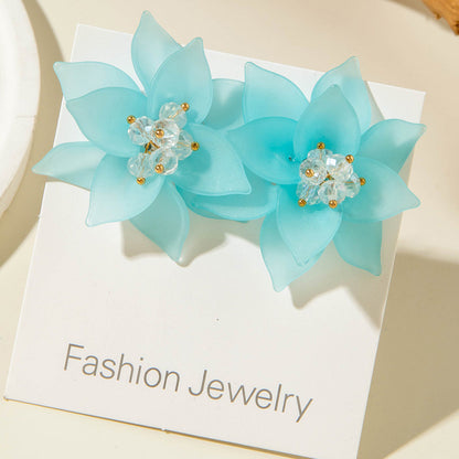 Trendy Floral Resin Drop Earrings Handmade Fresh Style