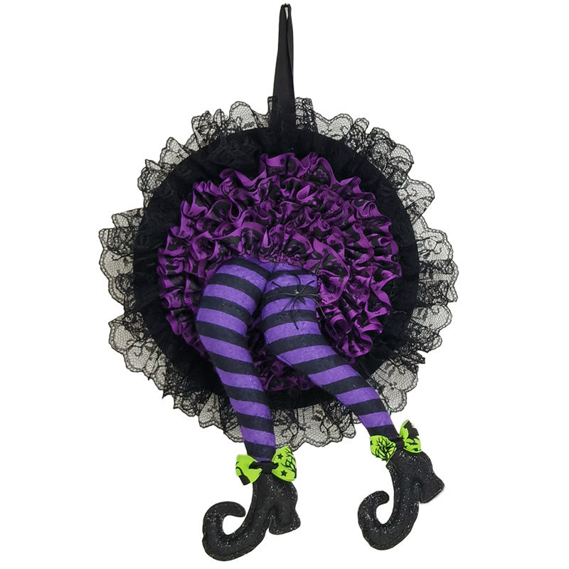 Hallo - Halloween Witch Leg Hanging Wreath