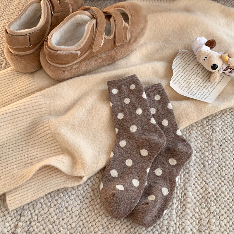 Color Block Thicken  Polka Dot Socks