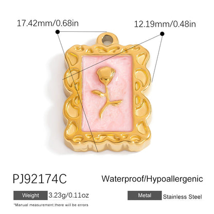 Evil Eye Hamsa Pendant Necklace Stainless Steel 18K Gold DIY Vintage Floral Charm
