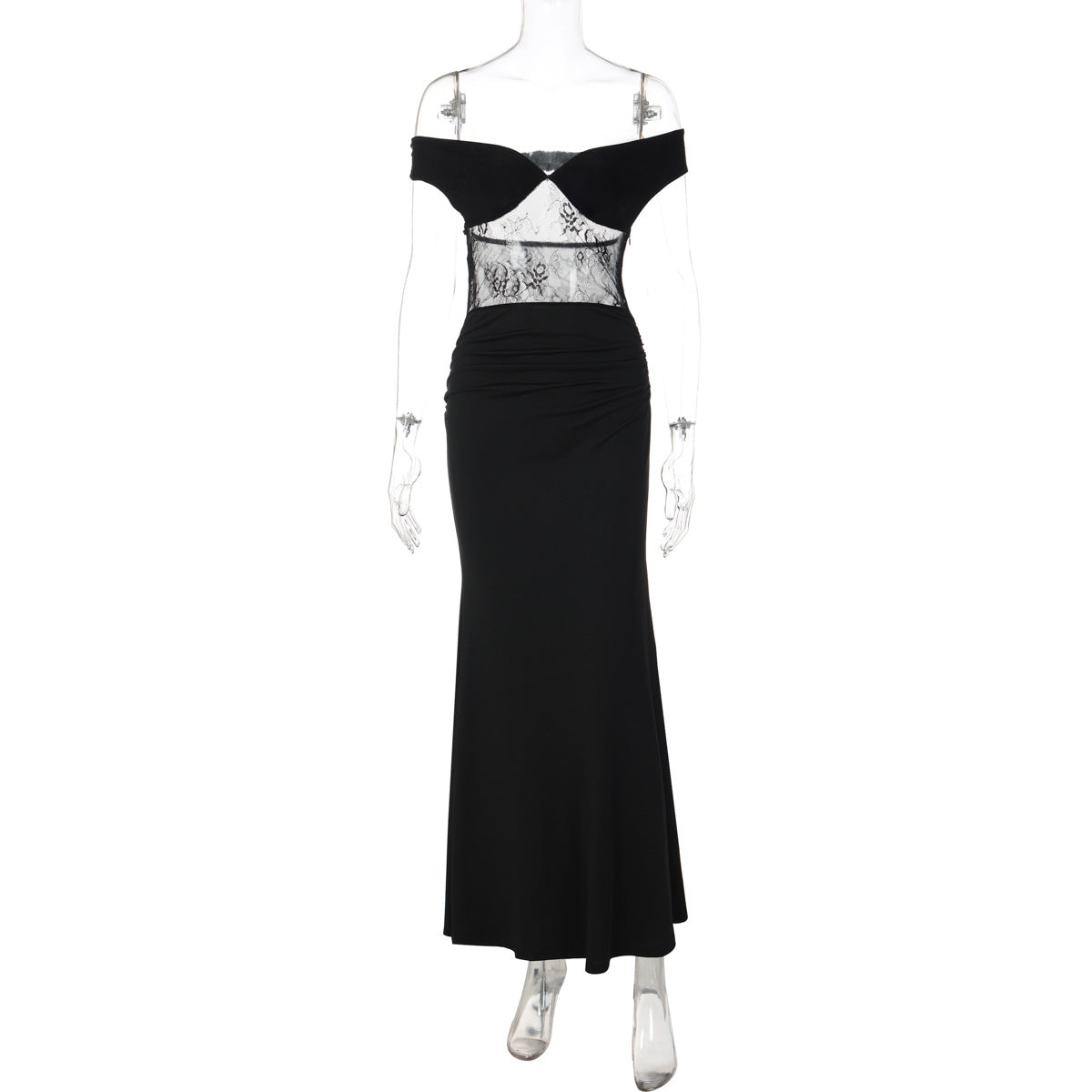 Elegant Black Lace Backless Bodycon Dress