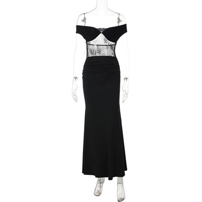 Elegant Black Lace Backless Bodycon Dress